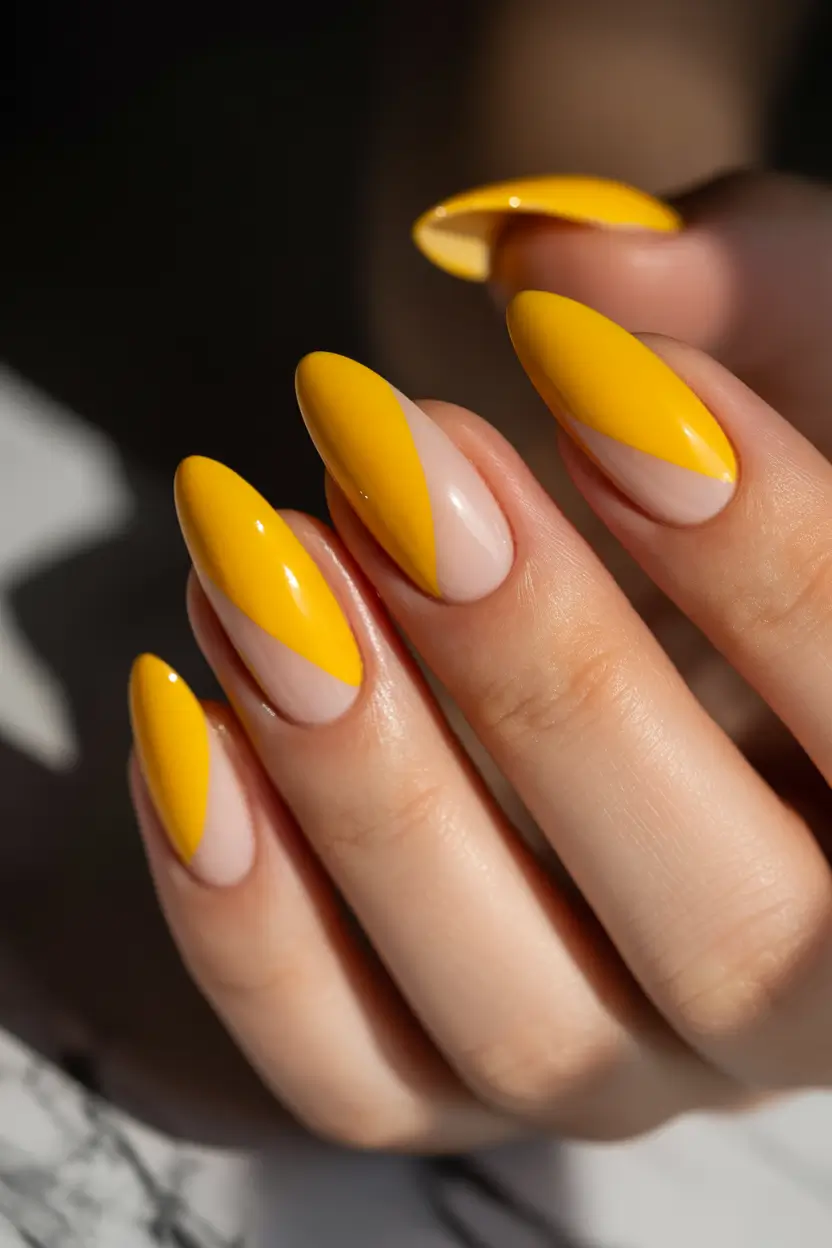 Autumn almond Bright Yellow Almond with Negative Space: Graphic Goldenrod