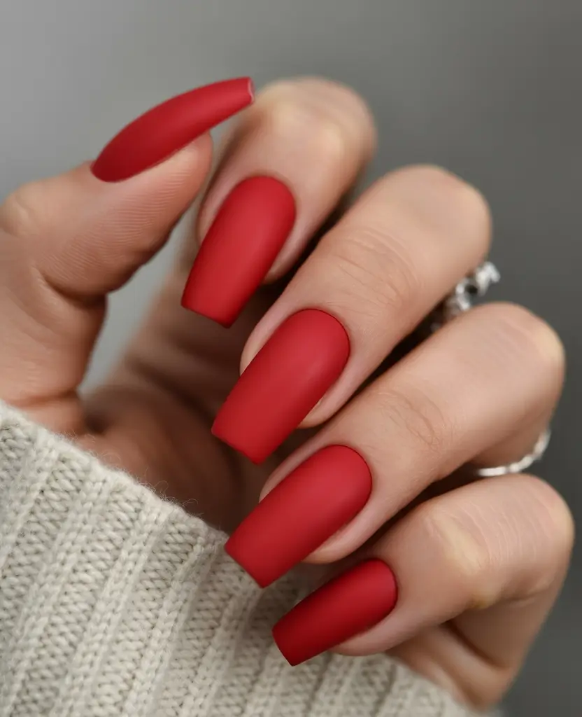 Autumn Velvet Matte Crimson: The Sweater Weather Classic