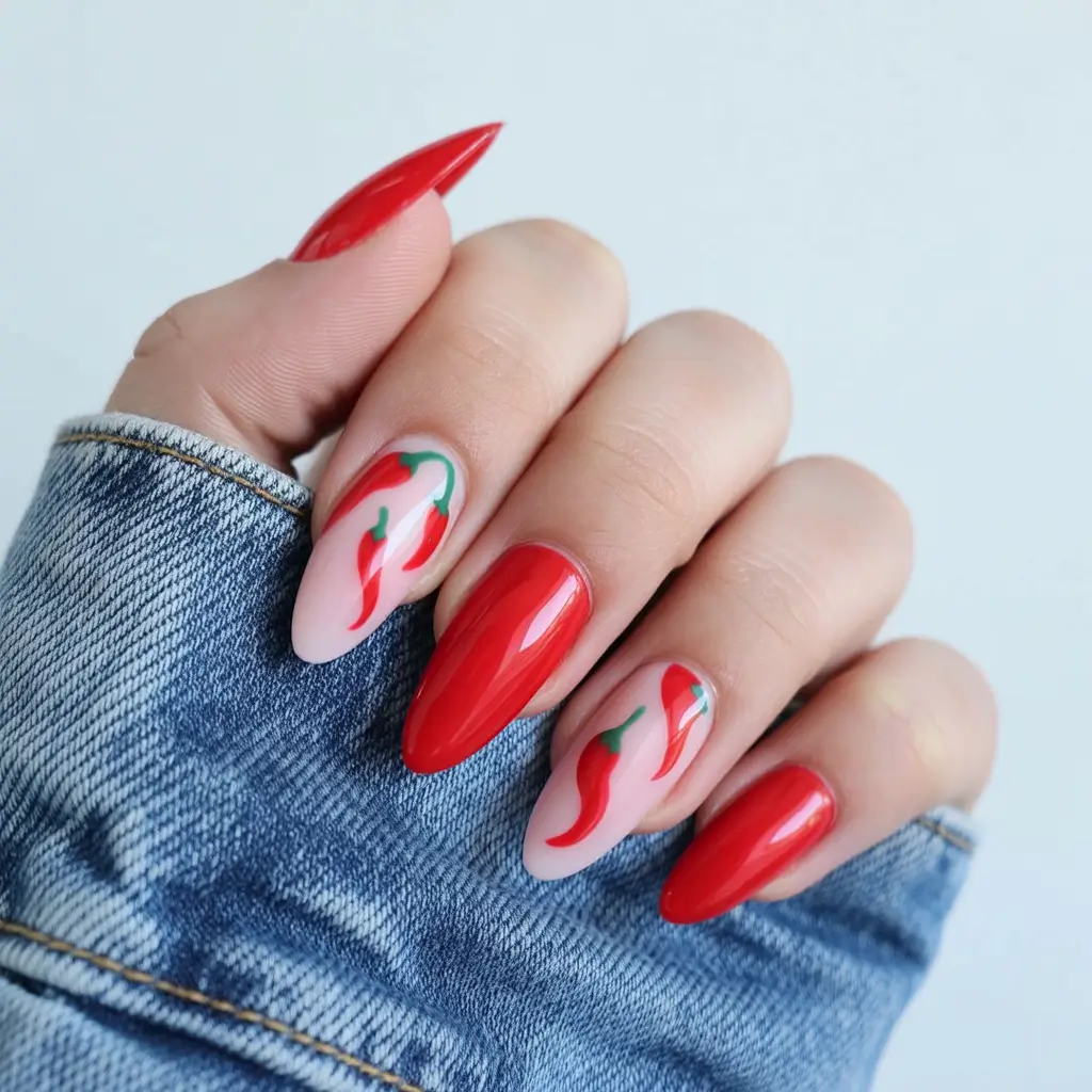 red fall nails Spicy Chili Red