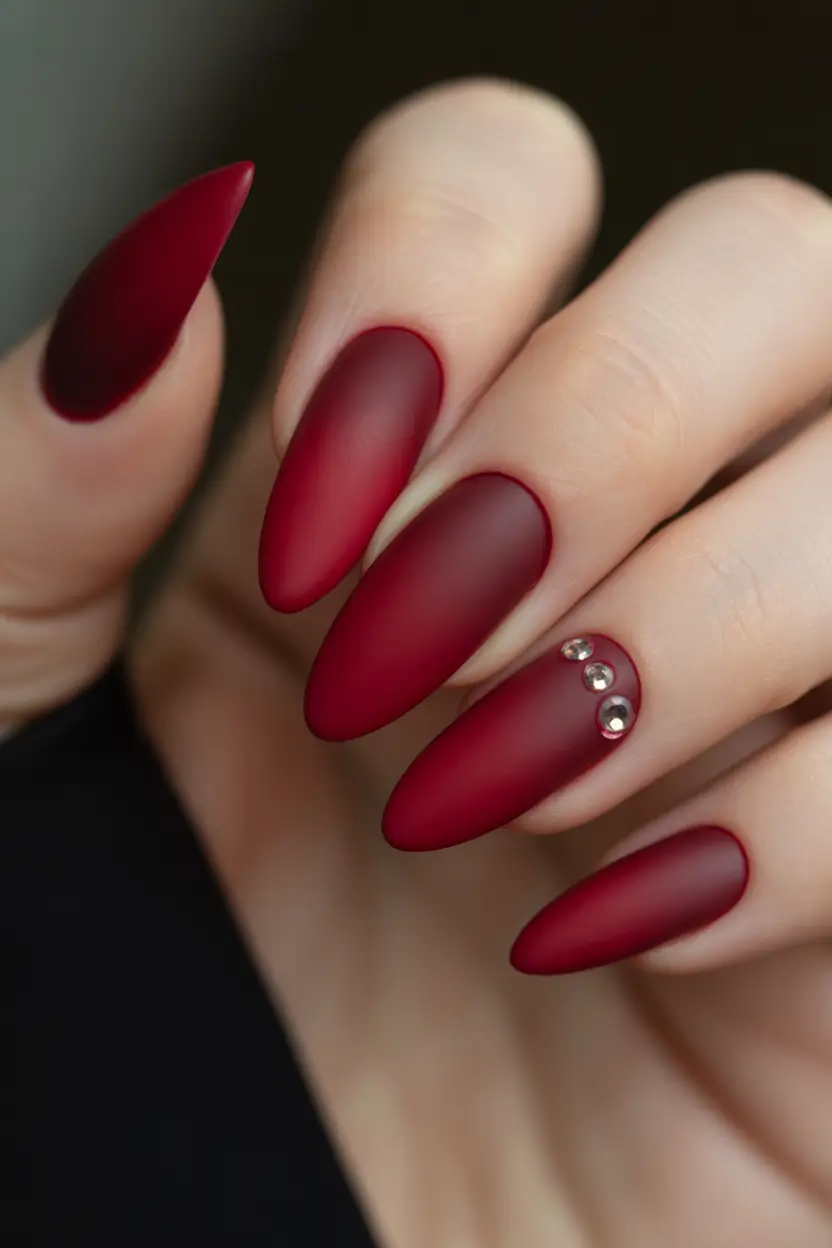 red fall nails Dark Cherry Matte