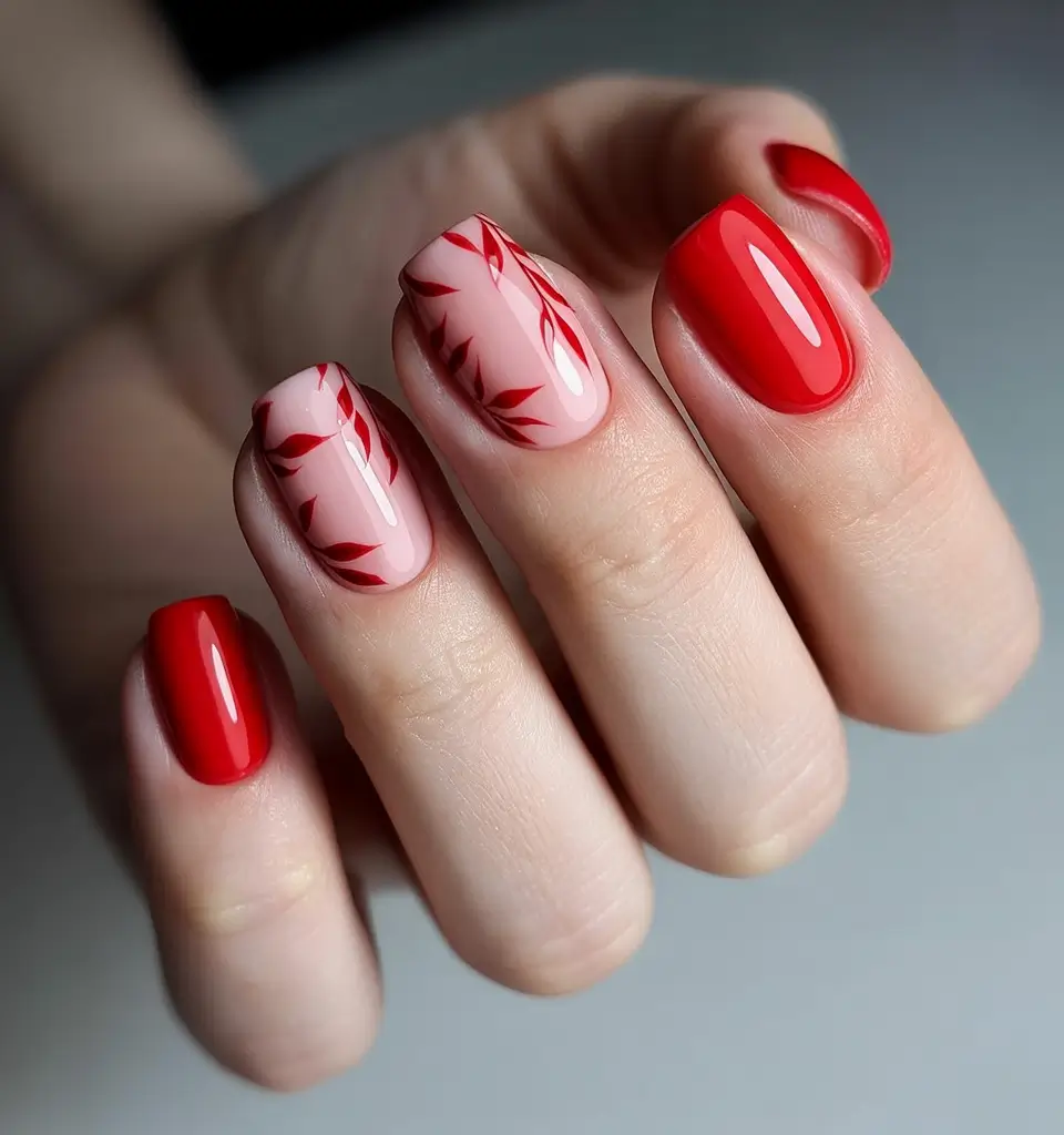 red fall nails Minimal Red Branches