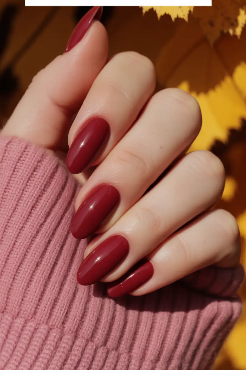 red fall nails Classic Wine Red