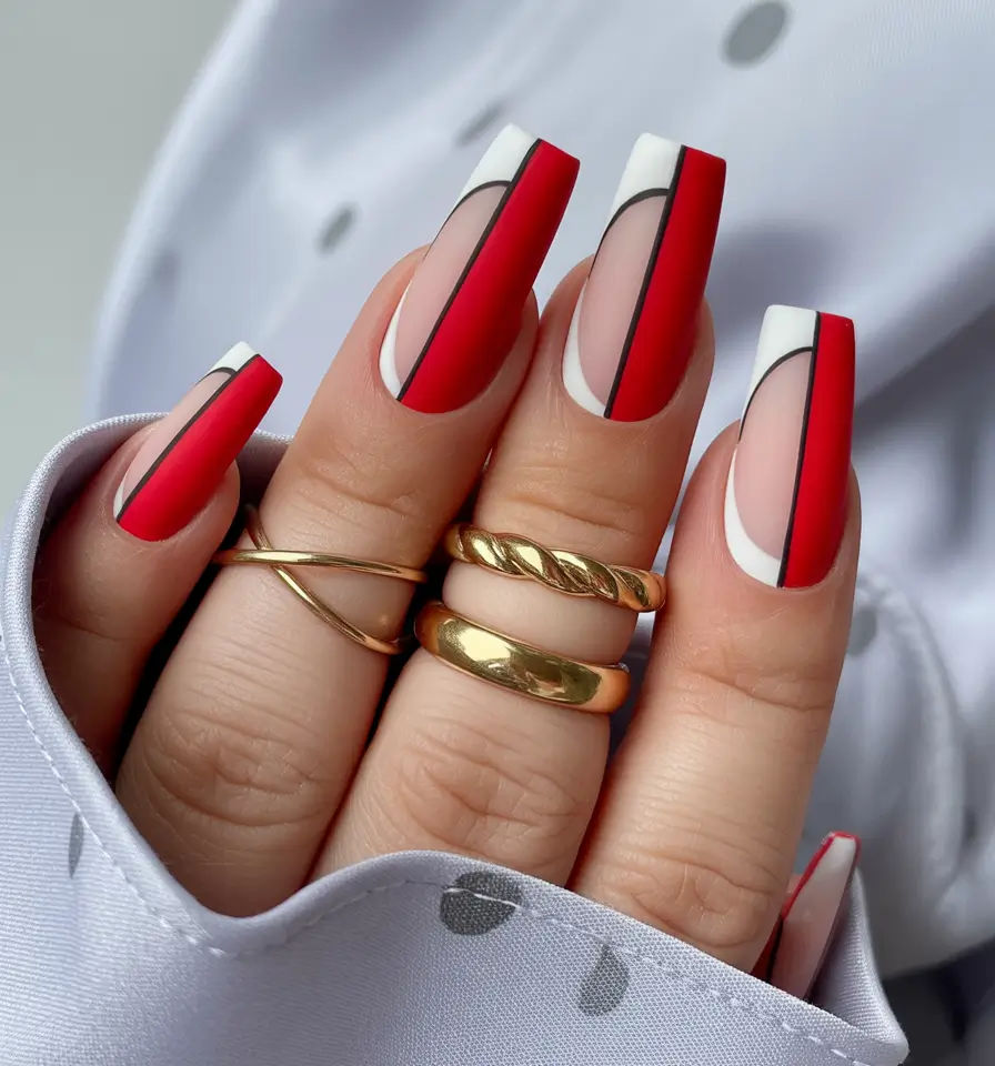 red fall nails Geometric Red Precision