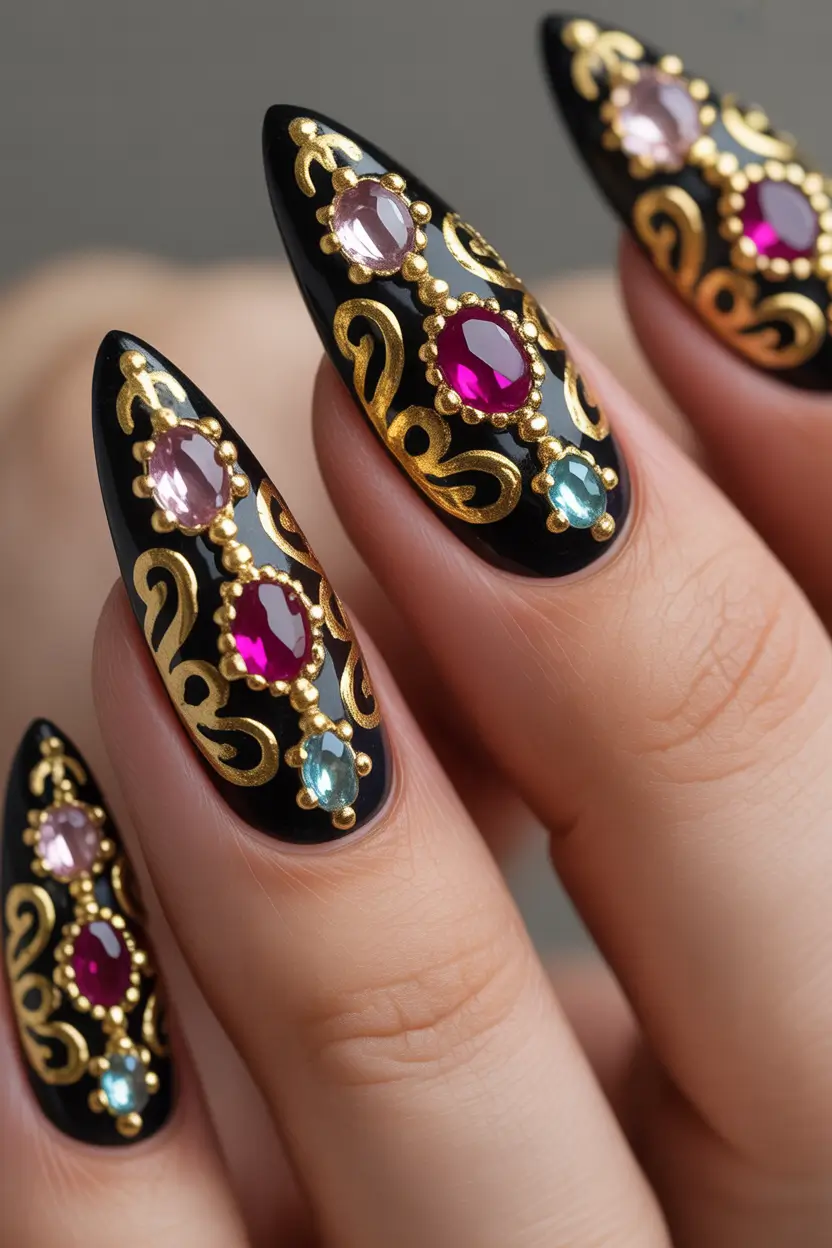 Fall-3D-Nail-Art-Royal-Baroque-Glam