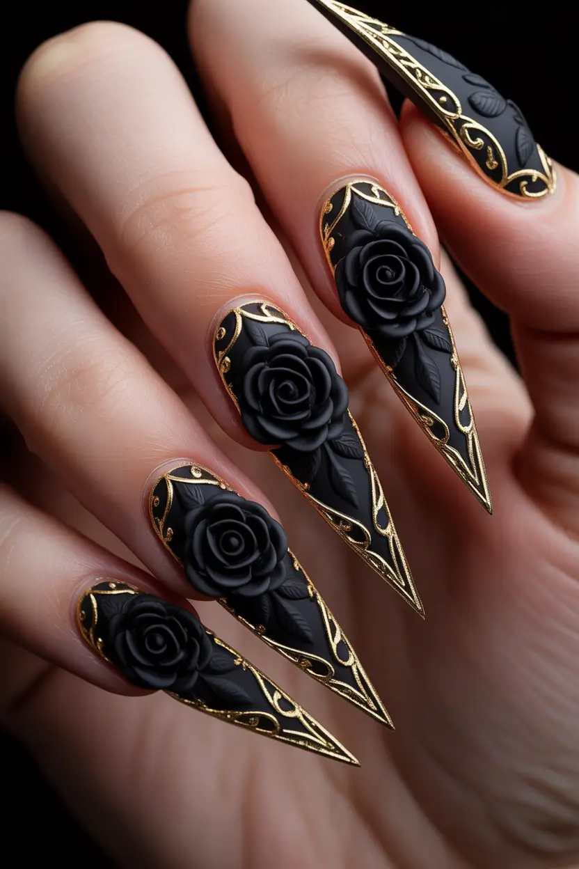 Fall-3D-Nail-Art-Black-Rose-Obsession