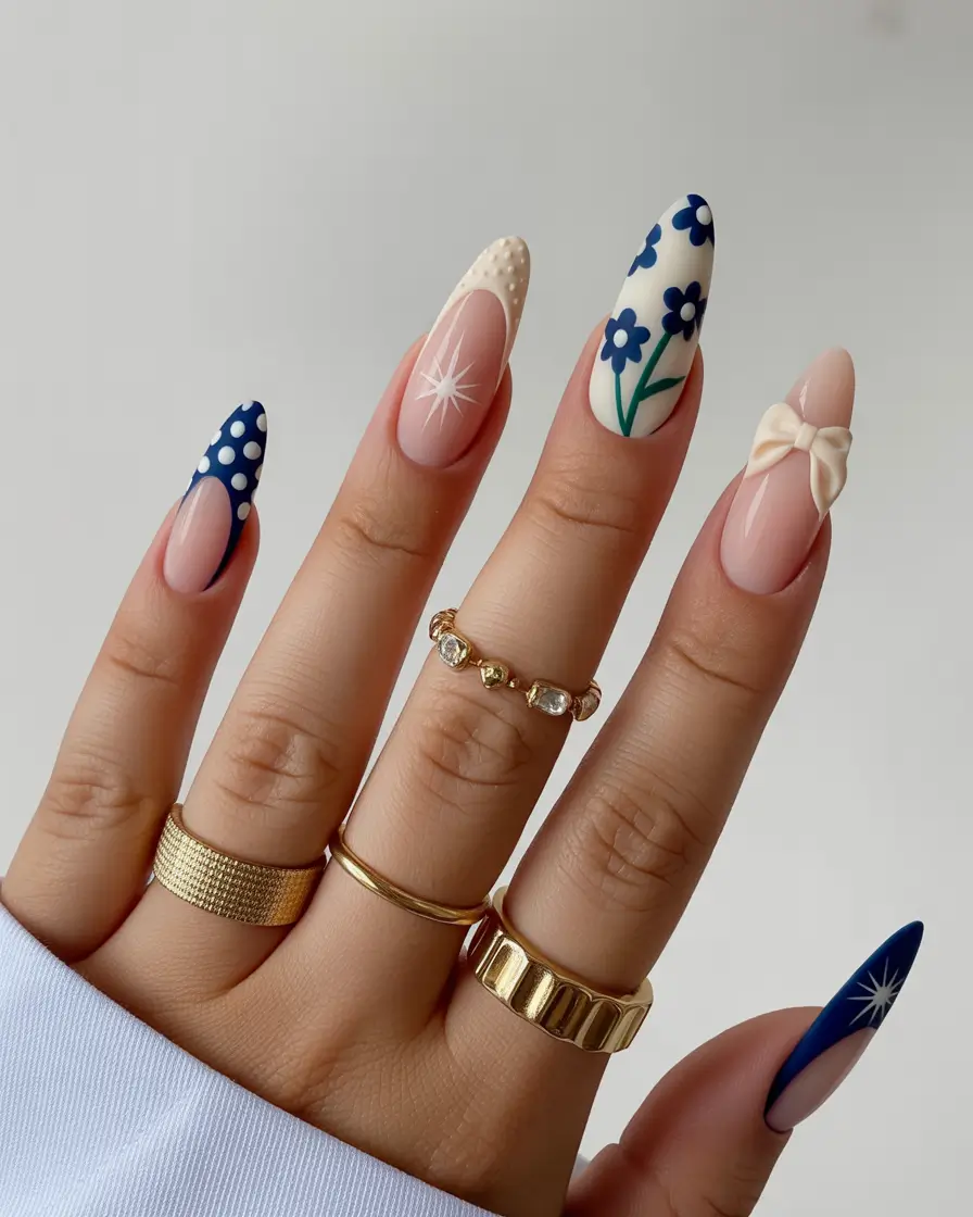 Fall-3D-Nail-Art-Playful-Blue-Florals