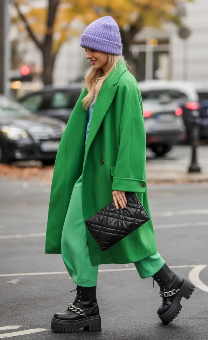 casual winter outfits Bold Color Confidence