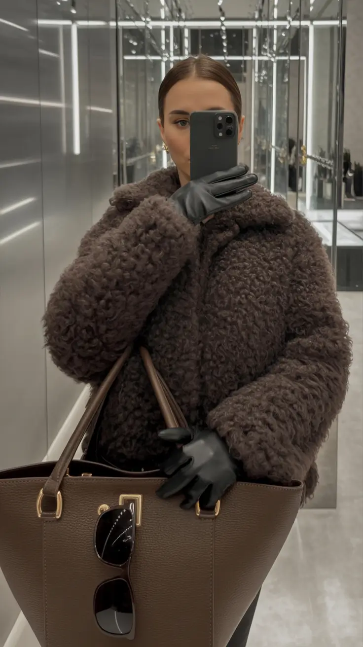 classy winter outfits Shearling Power Look