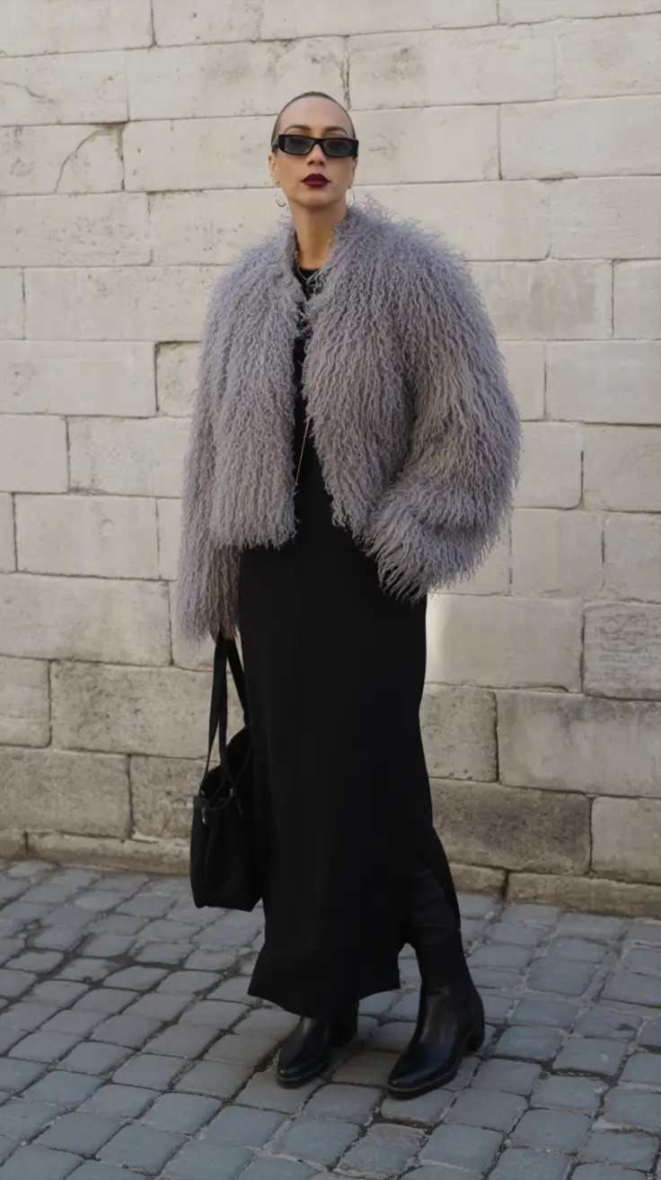 classy winter outfits Glam Textured Monochrome