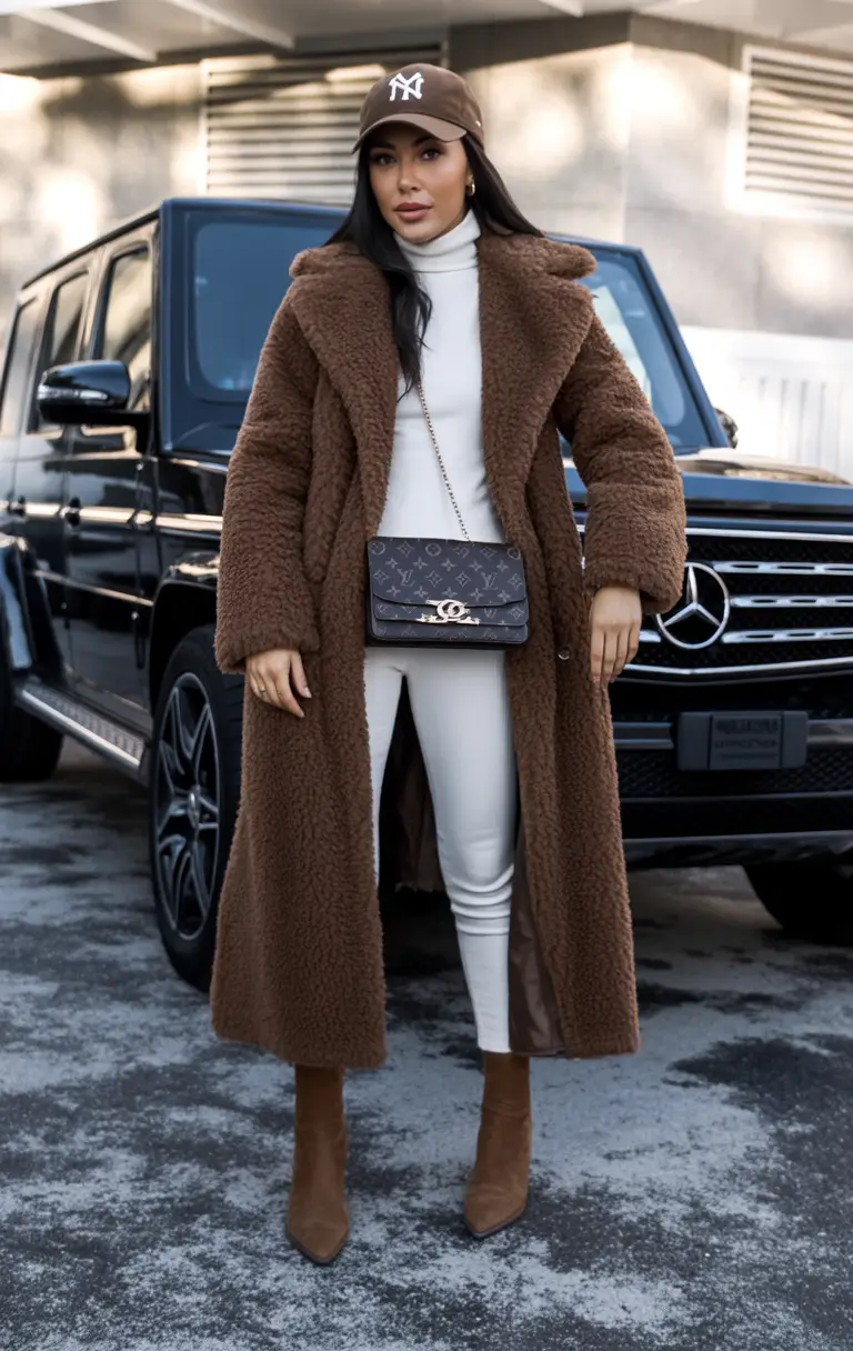 classy winter outfits Sport-Luxe Teddy Coat