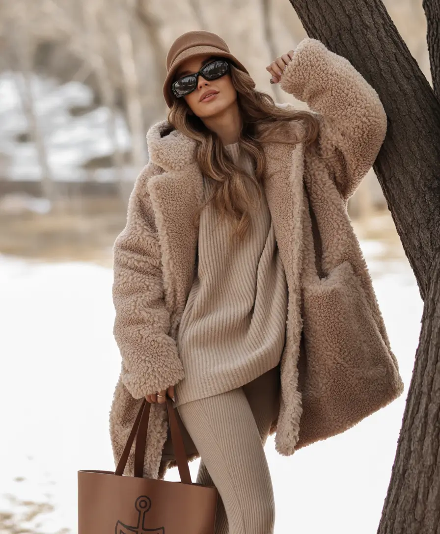 classy winter outfits Cozy Monochrome Layers