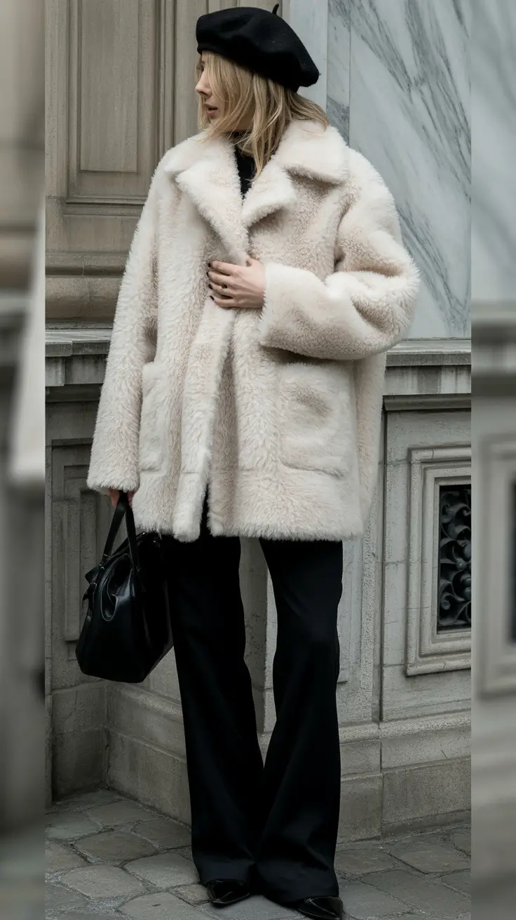 classy winter outfits Parisian-Inspired White Fur