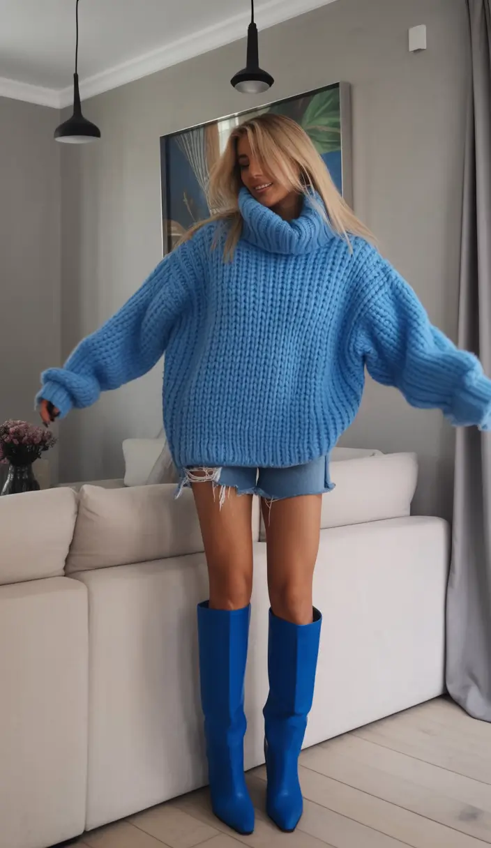 classy winter outfits Electric Blue Statement