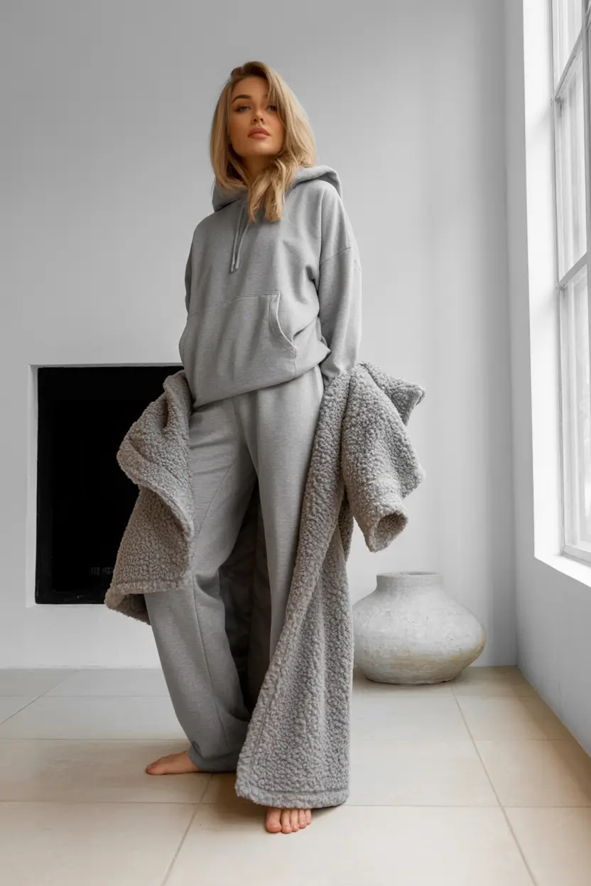 comfy winter outfits Monochrome Sweatpants Lounge Set