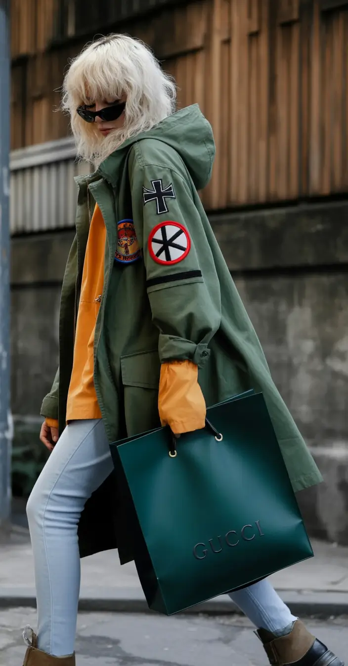 comfy winter outfits Military Green Parka with Streetwear Edge