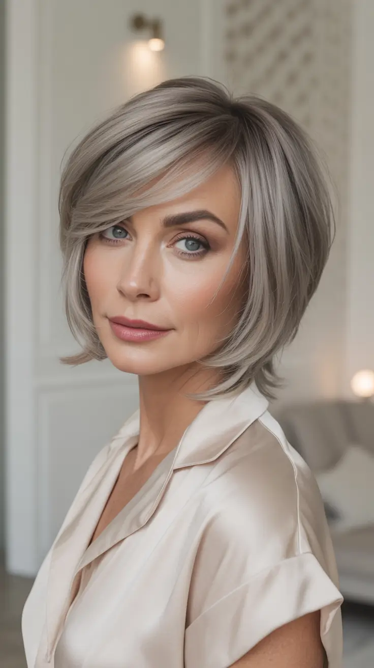 cute winter haircuts Silver-Toned Sophistication