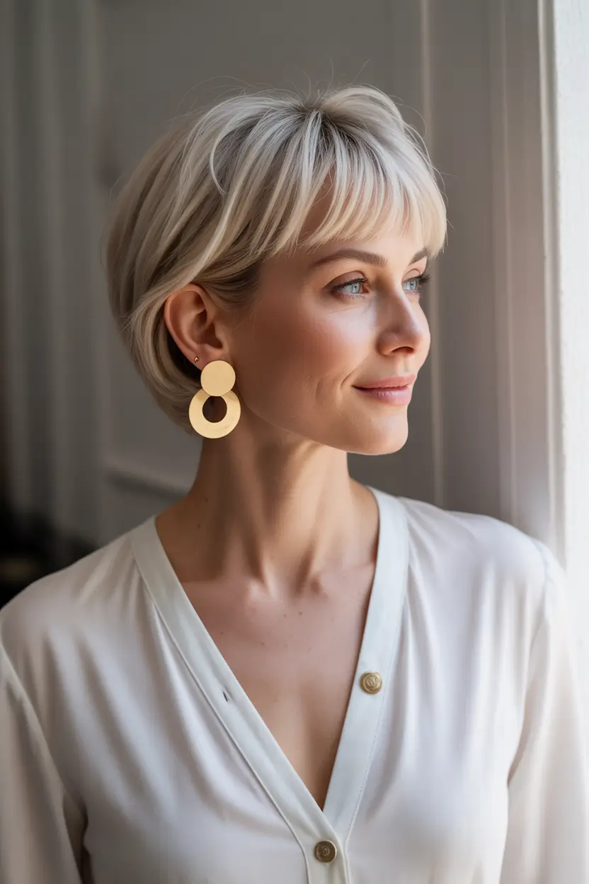 cute winter haircuts Elegant Pixie with Micro Fringe