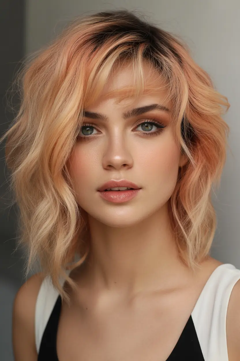 cute winter haircuts Peachy Waves with Fringe Touch