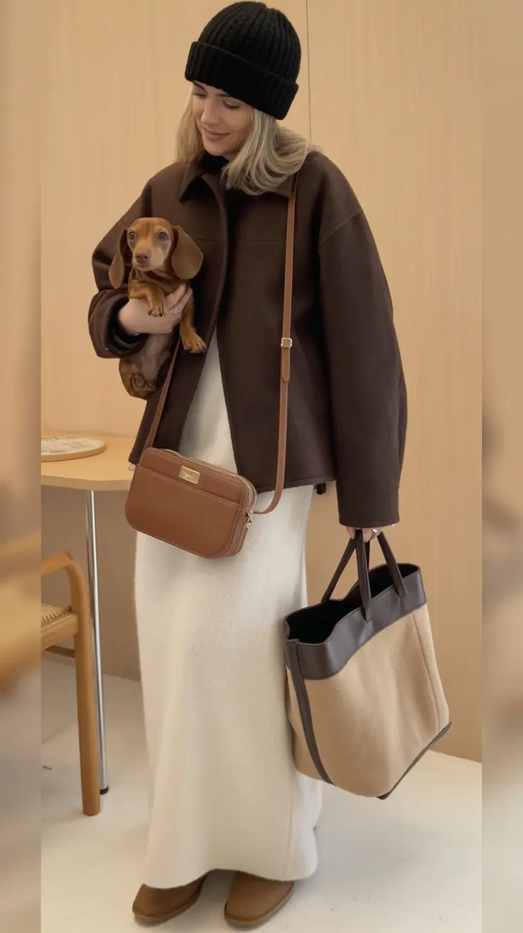 cute winter outfits Casual Chocolate Comfort