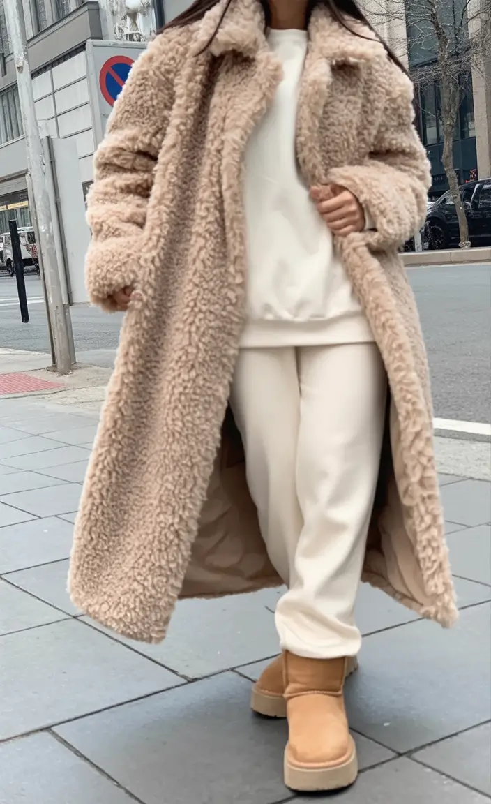 cute winter outfits Cozy Teddy Chic