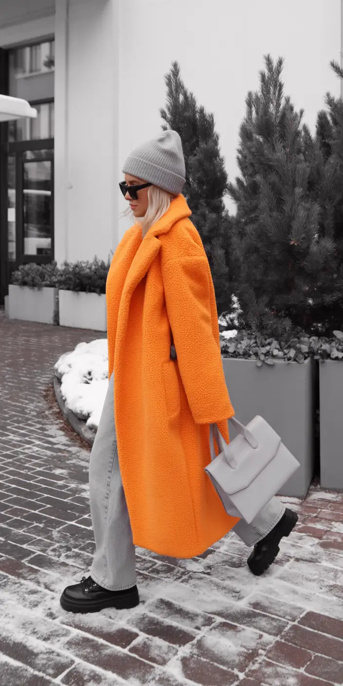 cute winter outfits Orange Statement Energy