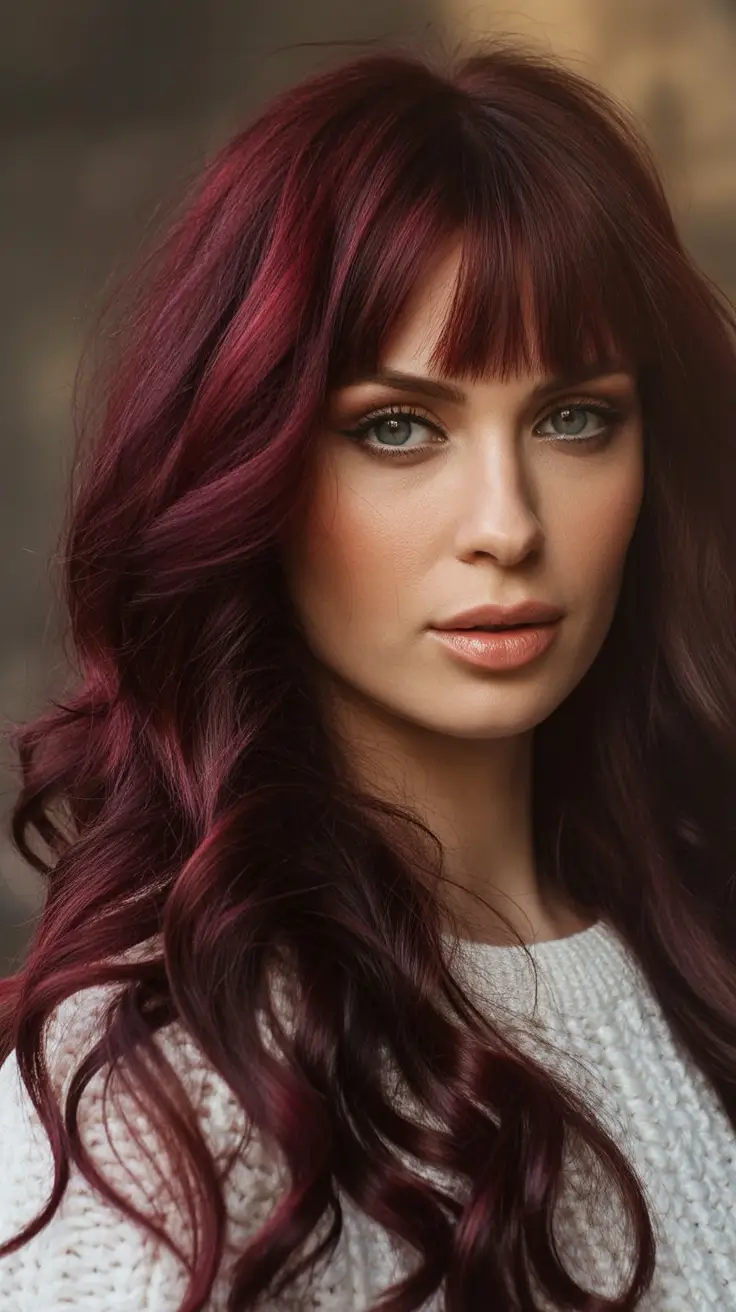 deep winter hair colors Berry Shine with Fringe