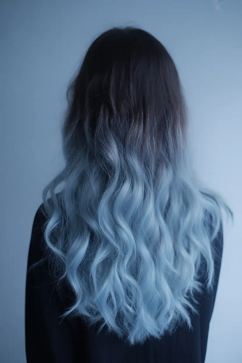 deep winter hair colors Frosted Blue Ombre