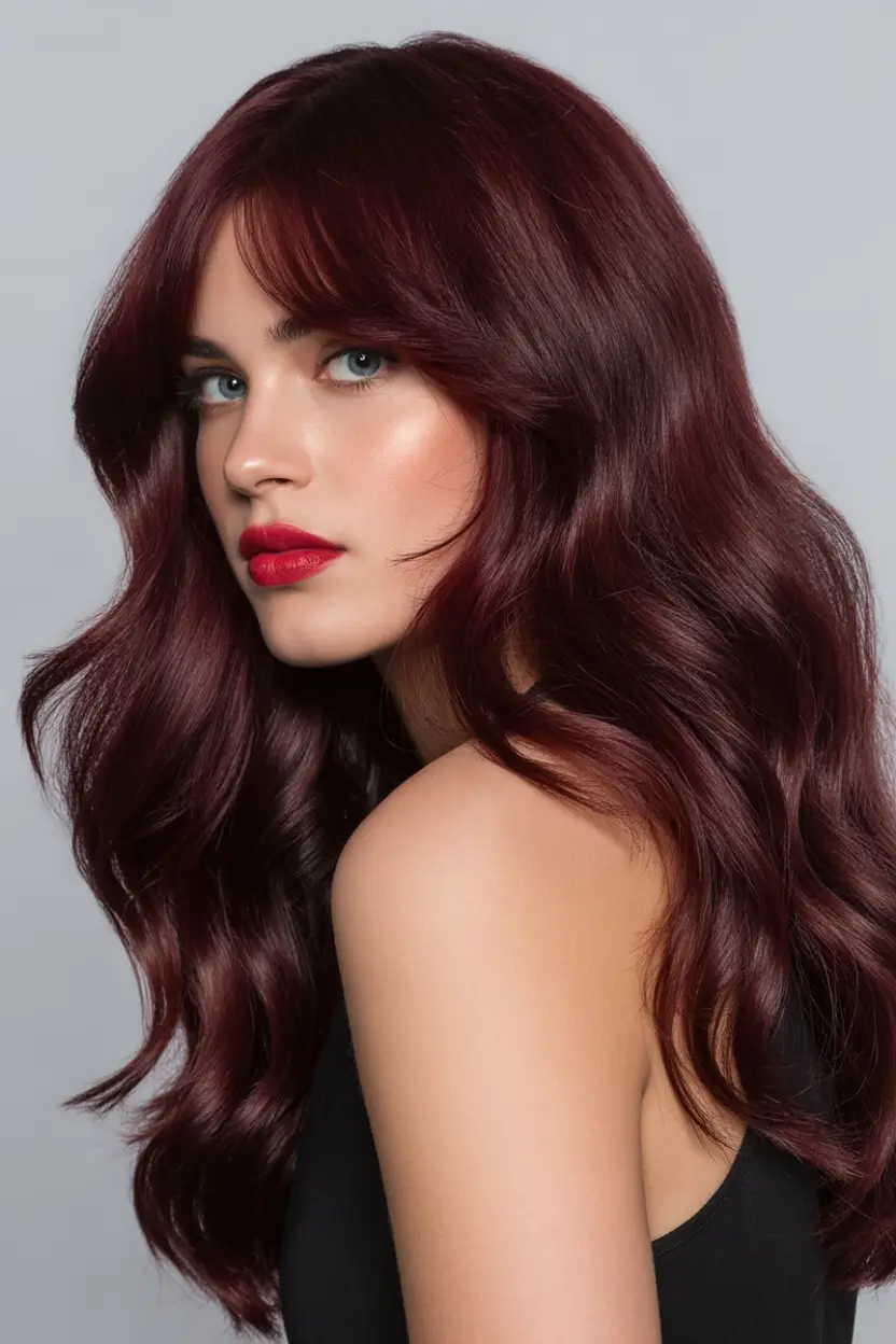deep winter hair colors Classic Burgundy Waves
