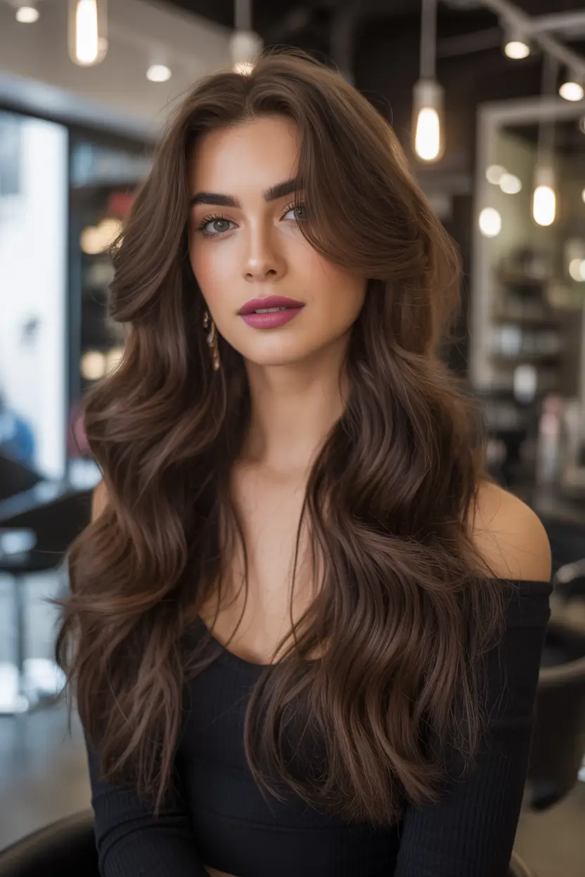 deep winter hair colors Glossy Espresso Waves