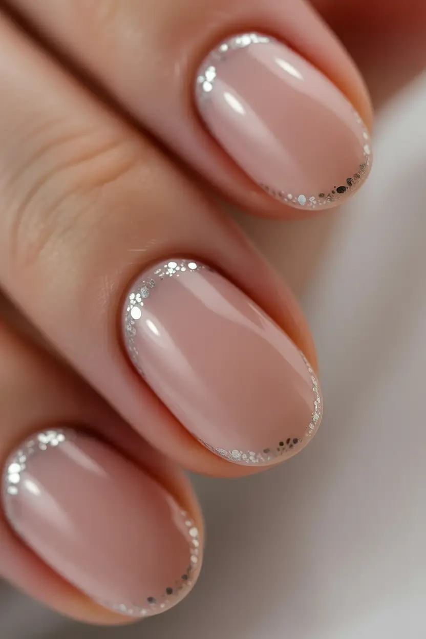 Fall Nail Color Ideas for Women Over 40 Delicate Silver-Edged Minimalism