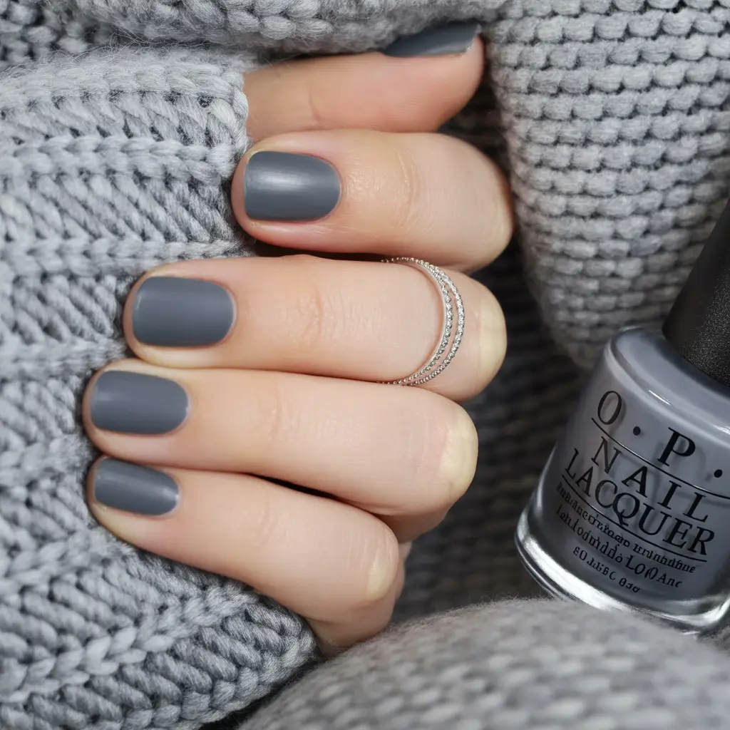 Fall Nail Color Ideas for Women Over 40 Smoky Gray Comfort