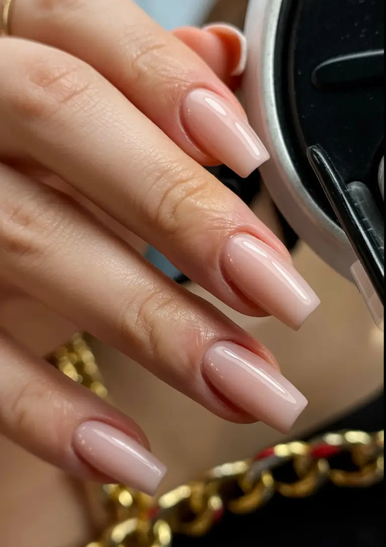 Fall Nail Color Ideas for Women Over 40 Glossy Nude Perfection