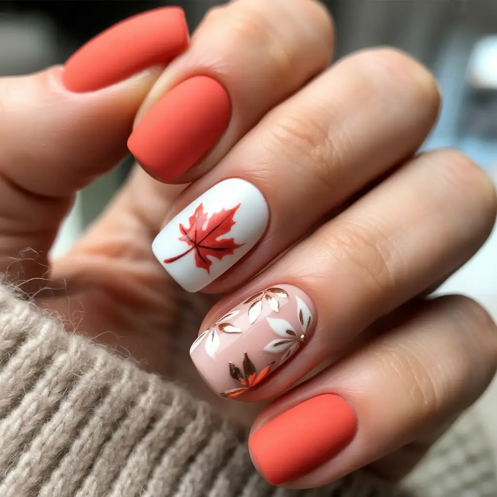 Fall Nail Color Ideas for Women Over 40 Festive Fall Leaves