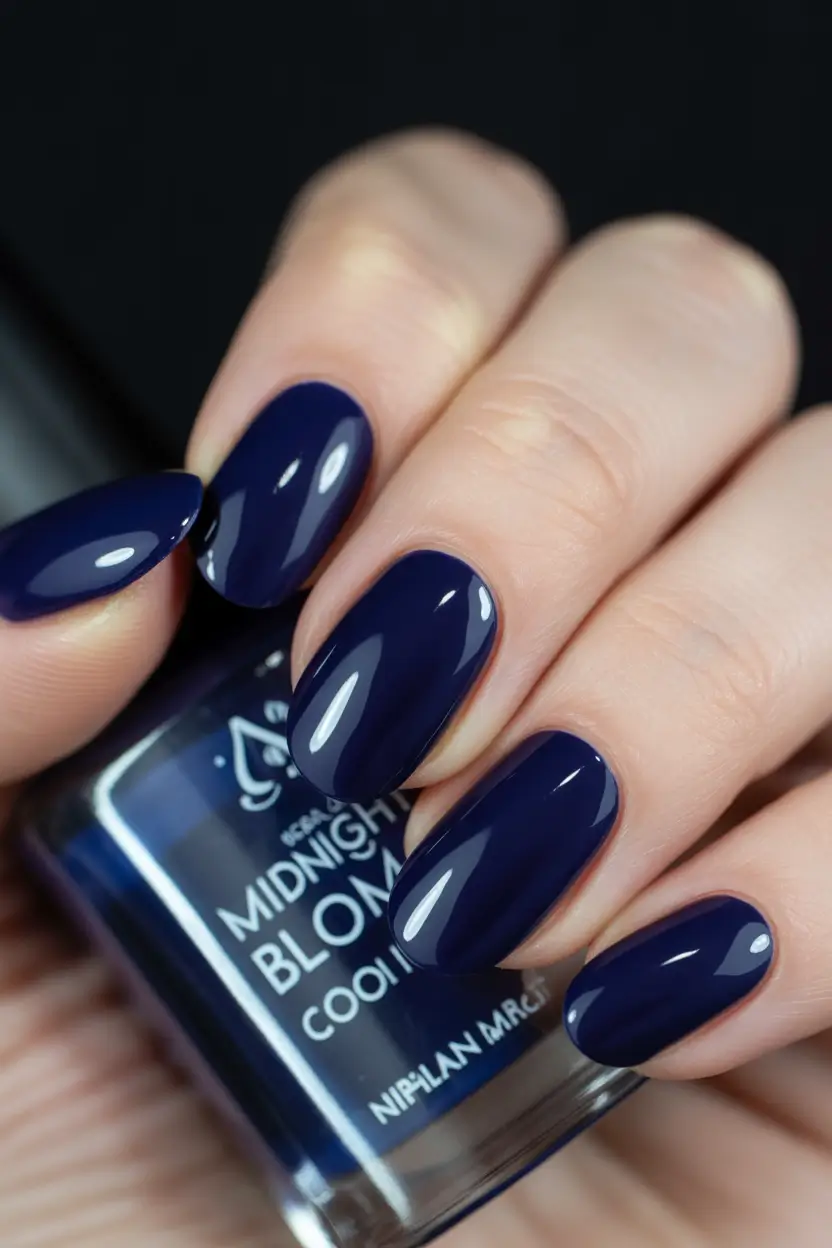 Fall Nail Color Ideas for Women Over 40 Midnight Navy Sophistication