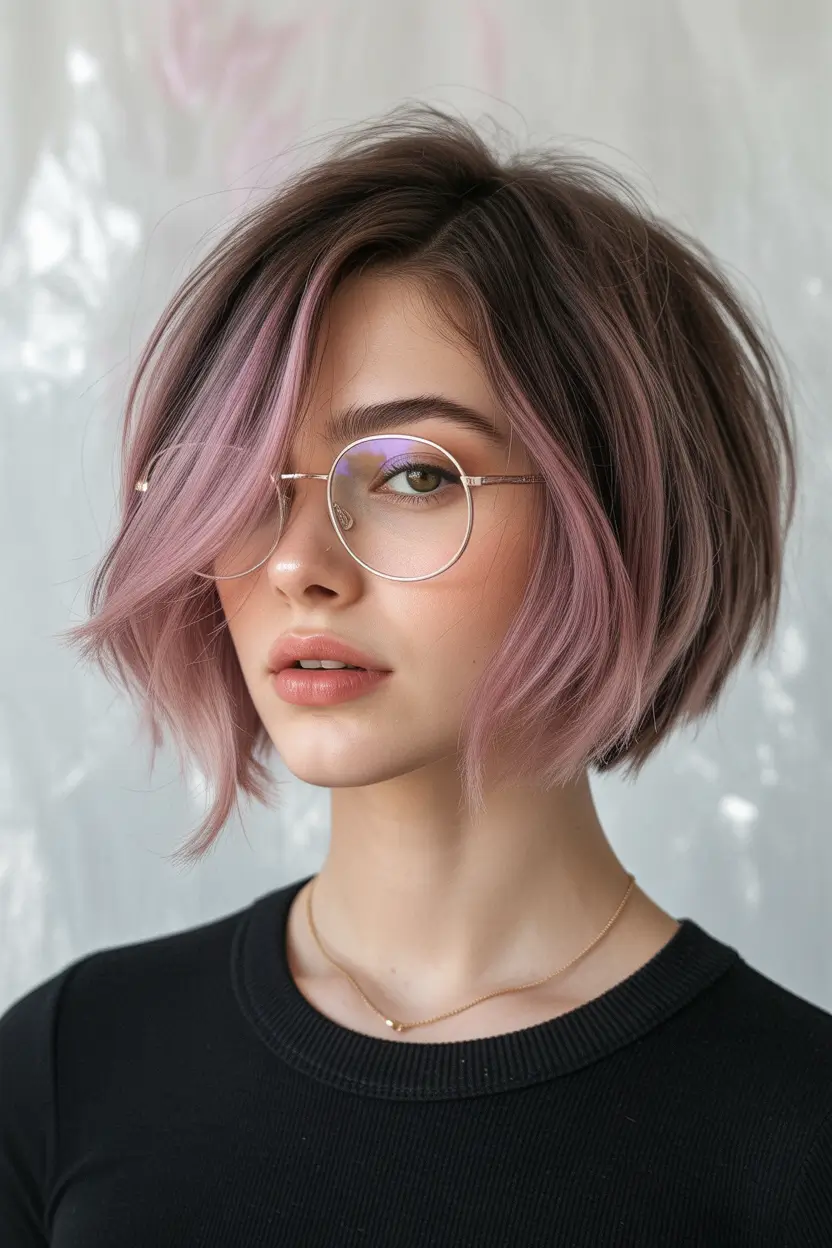 October hair color Soft Lavender Balayage Bob