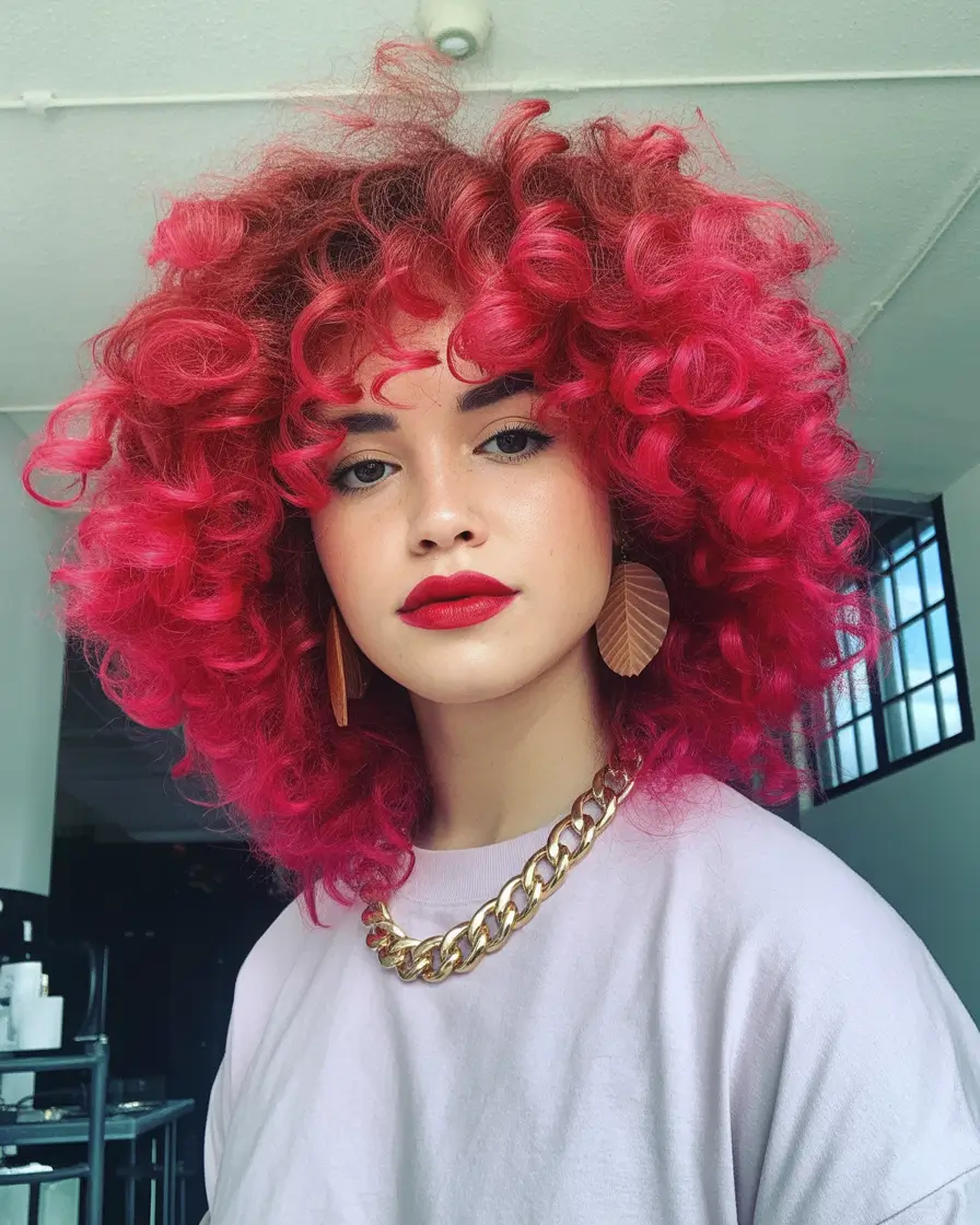 October hair color Fiery Magenta Curls