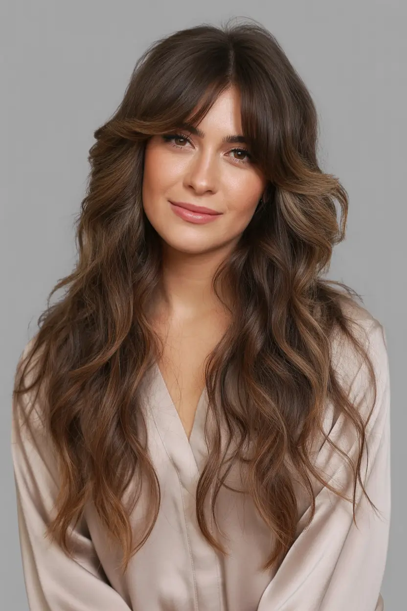 October hair color Smoky Brunette with Layers