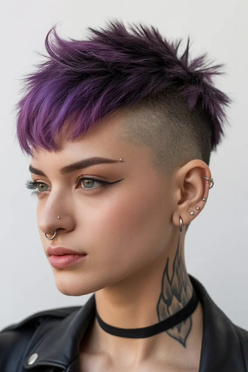 October hair color Edgy Violet Pixie Undercut