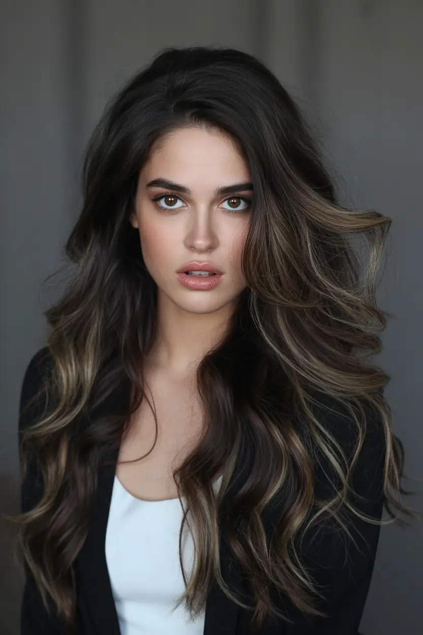 October hair color Dimensional Brunette Waves