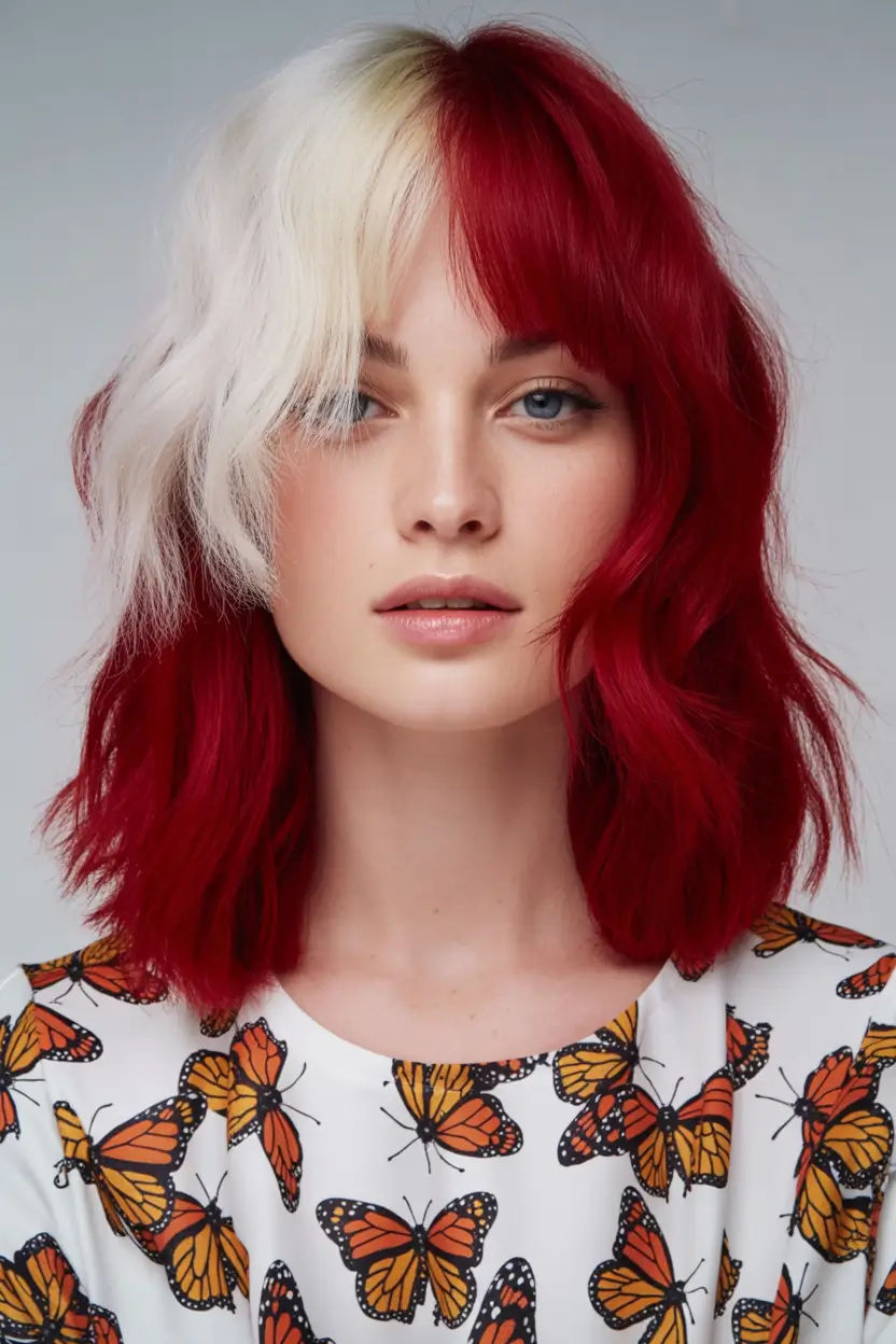 October hair color Two-Toned Statement Red