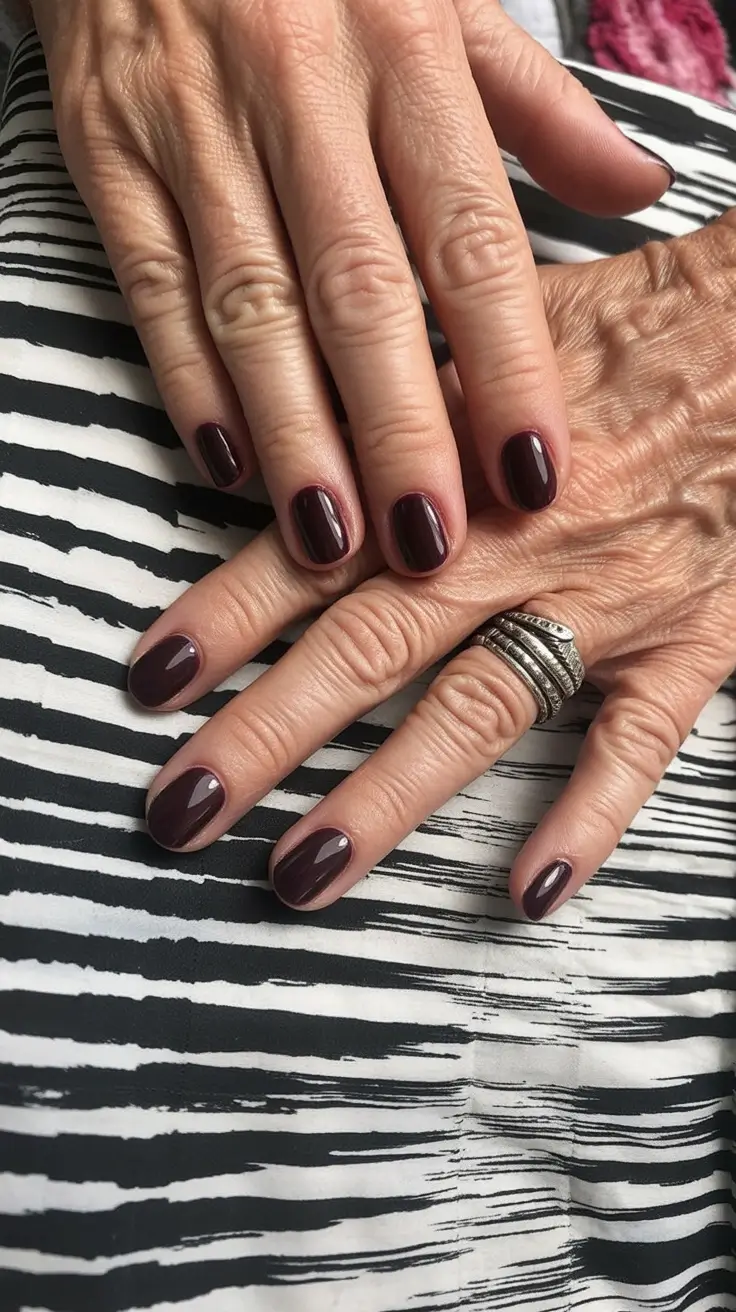 Fall Nail Color Ideas for Women Over 60 – Deep Plum Sophistication