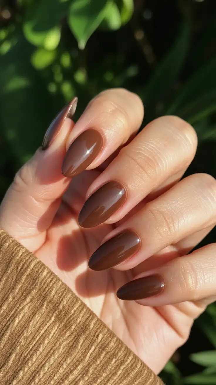 Fall Nail Color Ideas for Women Over 60 – Mocha Brown Classic