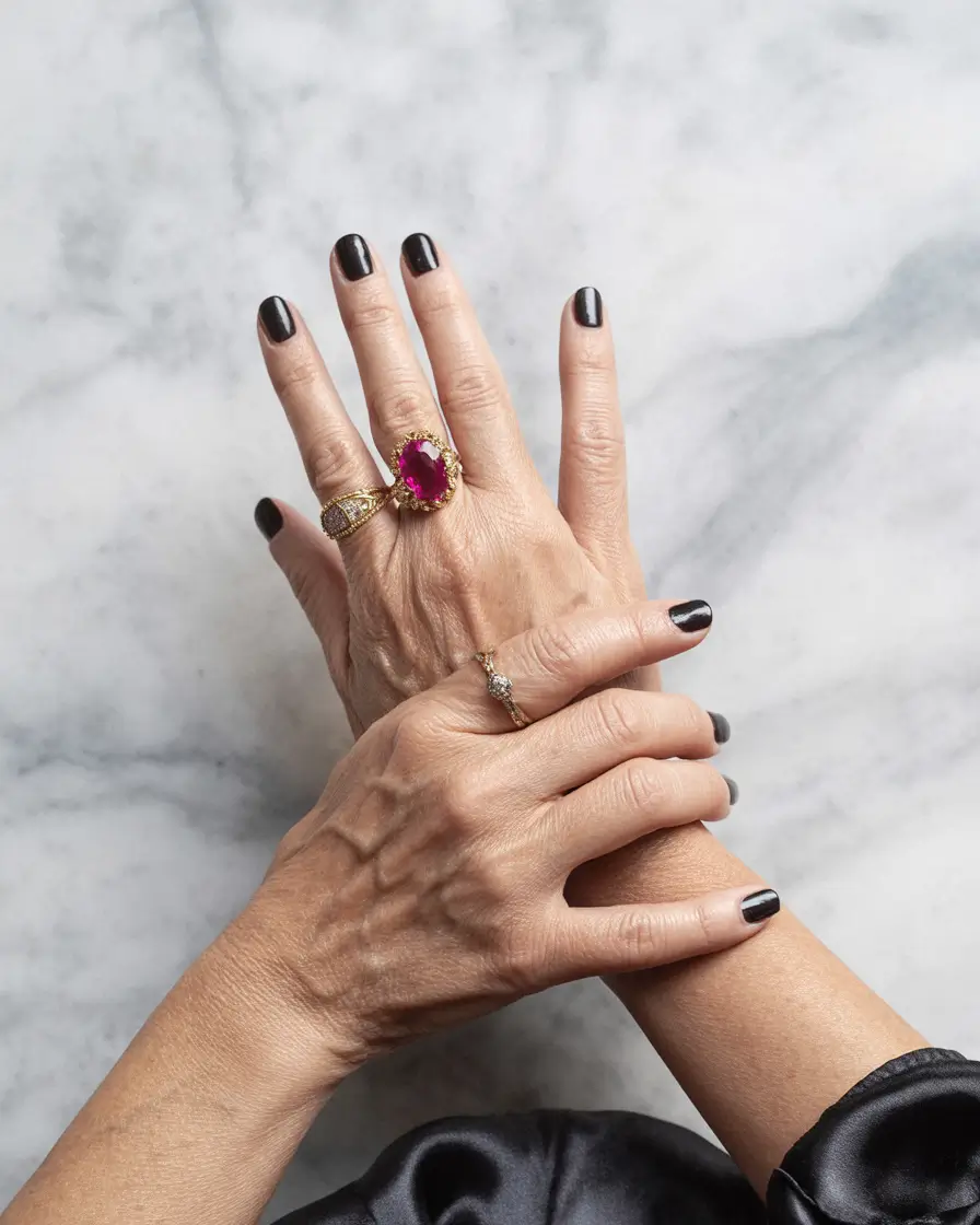 Fall Nail Color Ideas for Women Over 60 – Polished Black Elegance