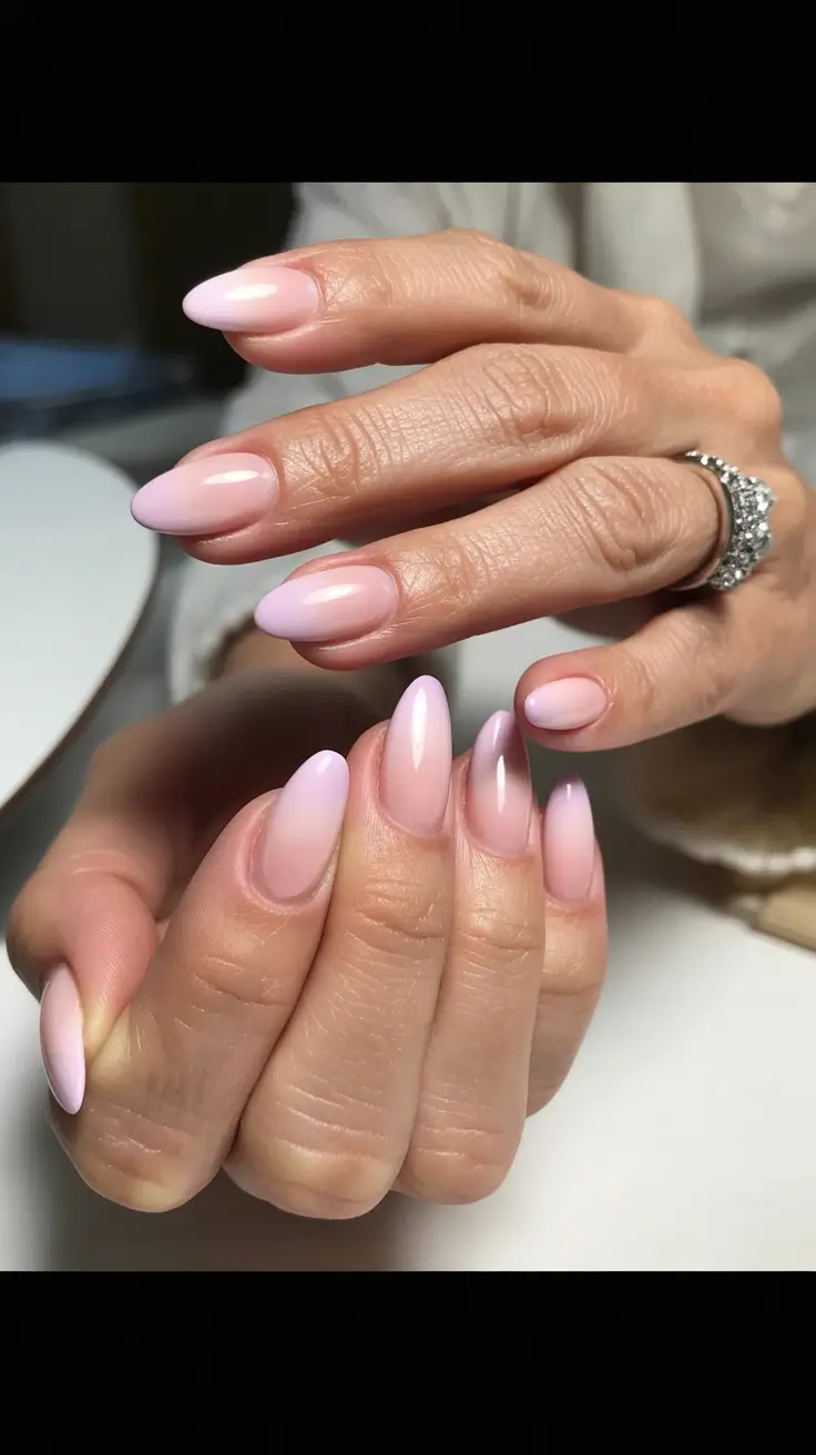 Fall Nail Color Ideas for Women Over 60 – Blush Ombre Romance