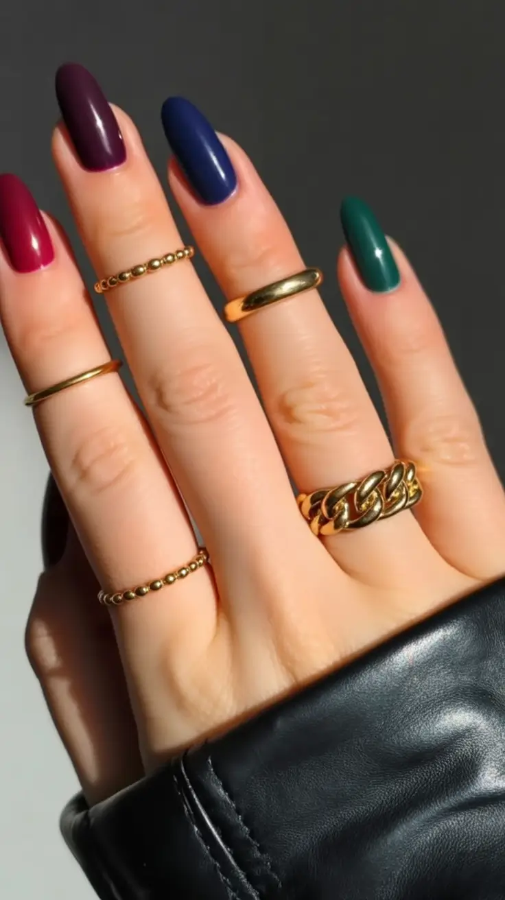 October nails color Bold Multicolor Statement