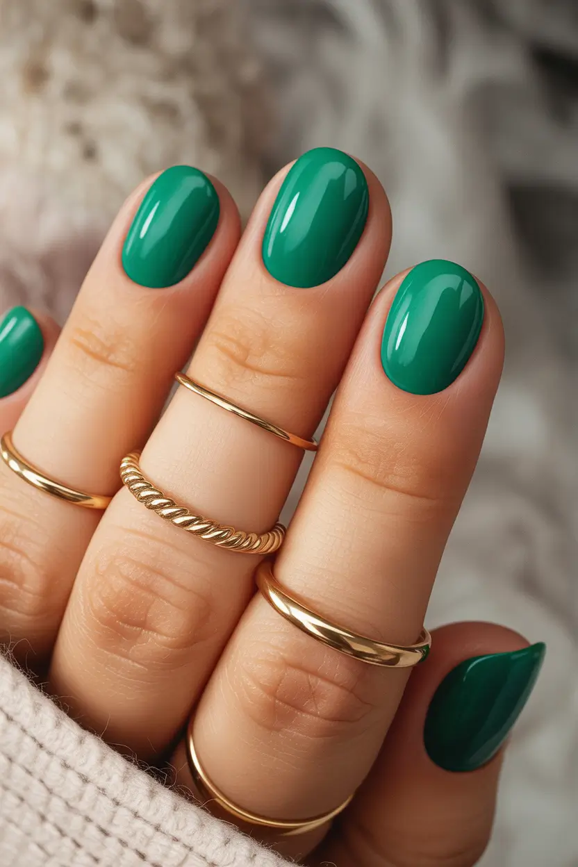 October nails color Emerald Green Boldness