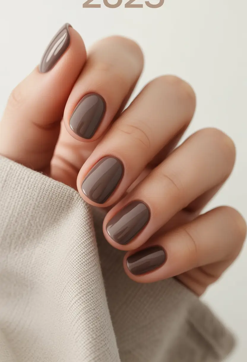 October nails color Glossy Cocoa Brown