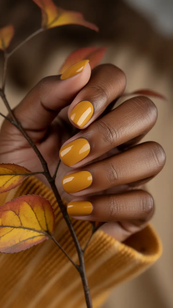 fall inspo nails Golden Mustard Minimalism