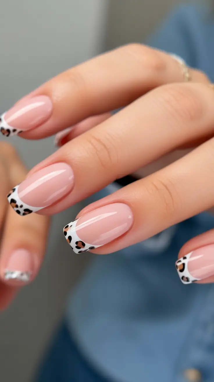 fall inspo nails Leopard French Twist