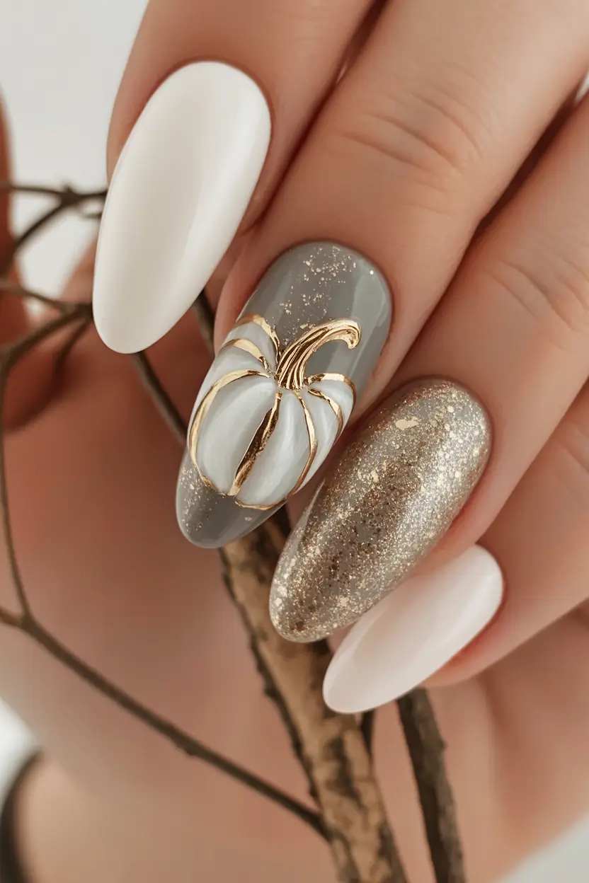fall inspo nails Golden Pumpkin Accent